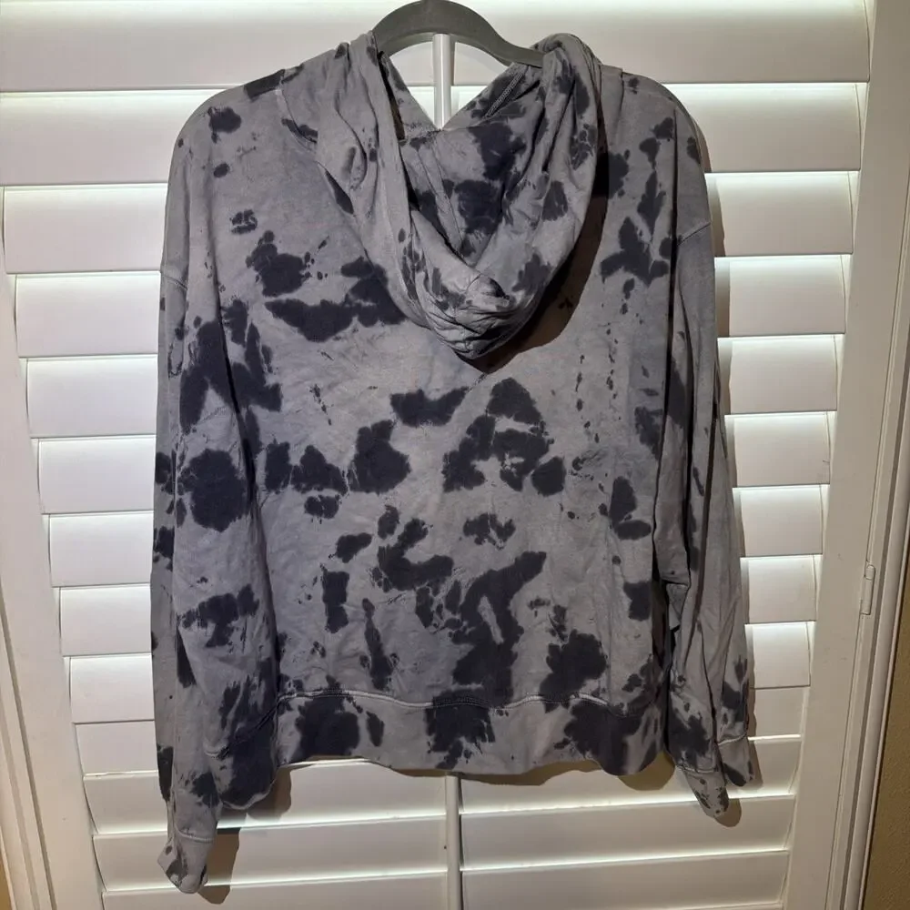 Nike Women's Plus Size 1X Washed Jersey Tie Dye Hoodie Grey Black